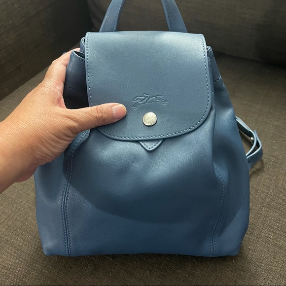 😃SOLD 😃 Extra Small Longchamp Le Pliage Cuir Backpack - Picture 2 of 16